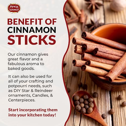 Spicy World Cinnamon Sticks 1.75 Pound Bulk Bag - 150 to 175 Sticks - Strong Aroma, Perfect for Baking, Cooking & Beverages - 3+ Inches Length - Cassia Saigon Cinnamon from Vietnam 28 Oz - Image 4