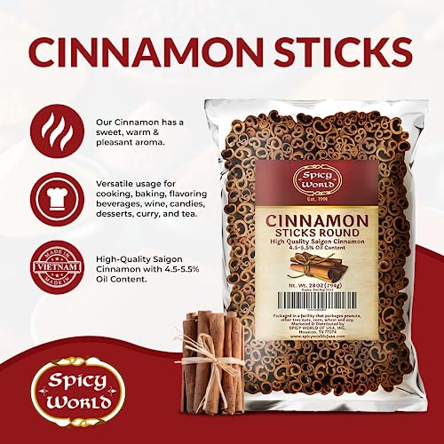 Spicy World Cinnamon Sticks 1.75 Pound Bulk Bag - 150 to 175 Sticks - Strong Aroma, Perfect for Baking, Cooking & Beverages - 3+ Inches Length - Cassia Saigon Cinnamon from Vietnam 28 Oz - Image 3
