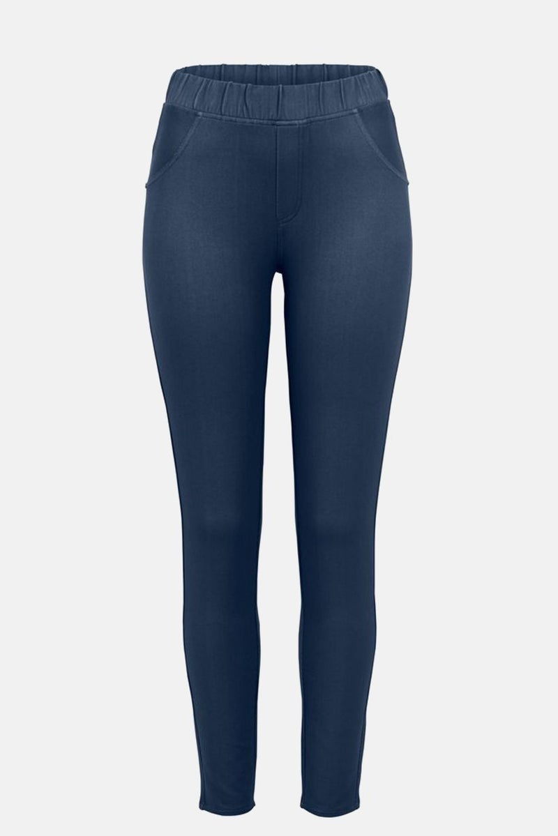 Tchibo Women Skinny Fit Pull On Plain Pant, Navy - Image 3