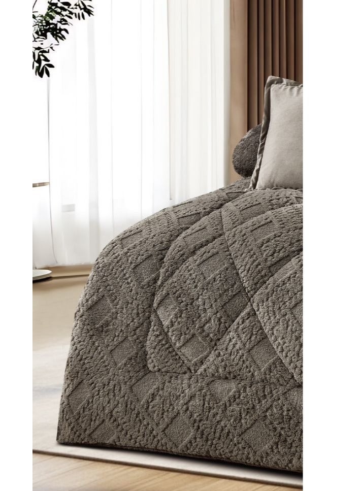 مينجلي مفرش سرير نفرين مخمل شتوي فخم بتصميم انيق وخامة تمنحك الدفئ والراحة 6 قطع، مقاس اللحاف 240x220 سم - Image 2
