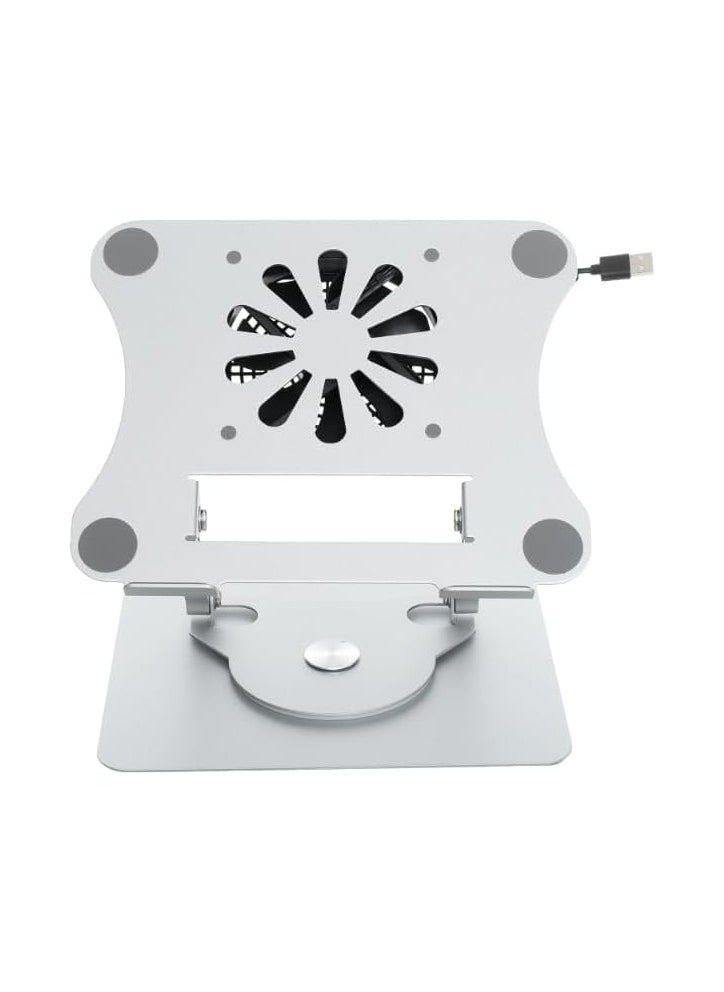 Generic Metal Folding Laptop Stand V6.1 Contains Large Turbine Air-Cooled Cooling With Efficient Heat Dissipation, Free Lifting And 360 Swivel Compatible With Various Of Laptops - Silver  - Image 1