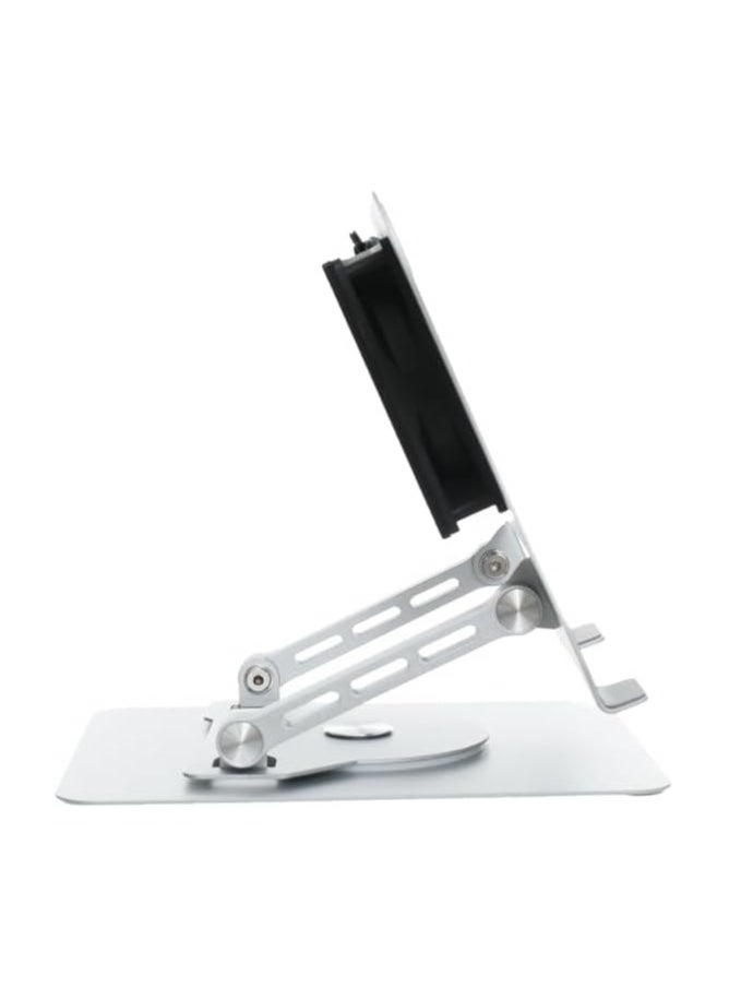 Generic Metal Folding Laptop Stand V6.1 Contains Large Turbine Air-Cooled Cooling With Efficient Heat Dissipation, Free Lifting And 360 Swivel Compatible With Various Of Laptops - Silver  - Image 3