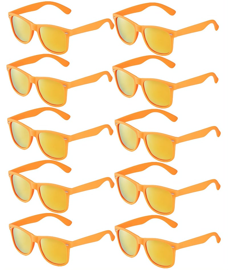 Fsmiling Orange Sunglasses Bulk Adult Party Sunglasses 80s Shades Pack for Halloween UV400 Protection-10Pack - Image 5