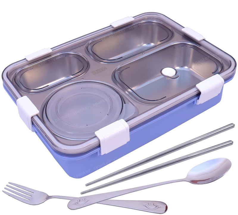 Spanker Magna Large Lunch Box Thermal Stainless Steel Insulation Box Tableware Set Portable Lunch Containers for Kid Adult Student Children Keep Food 1000 ML Light Blue - Image 1