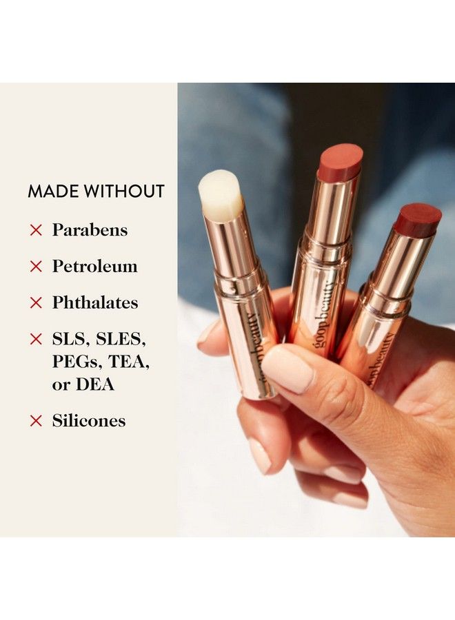Goop Beauty Lip Balm Trio | Moisturizing & Hydrating Lip Balm For Chapped & Dry Lips | Clear Translucent Garnet & Sheer Rose | 0.16 Oz Each | Lip Tint With Nourishing Formula | Petroleum Free - Image 5