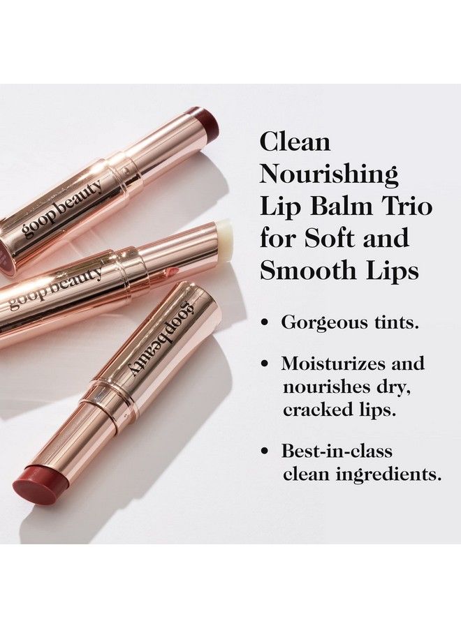 Goop Beauty Lip Balm Trio | Moisturizing & Hydrating Lip Balm For Chapped & Dry Lips | Clear Translucent Garnet & Sheer Rose | 0.16 Oz Each | Lip Tint With Nourishing Formula | Petroleum Free - Image 3