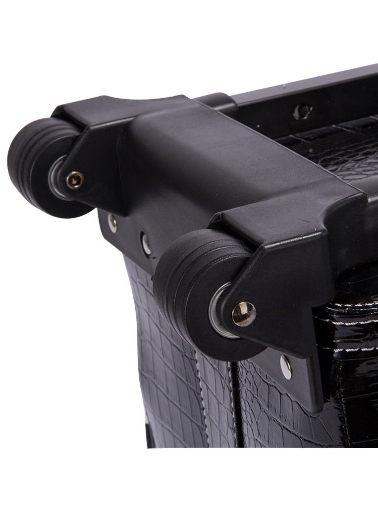 SUNRISE - Makeup Case On Wheels Travel Black Suitcase Folding Rolling Luggage Makeup Trolley - Image 1