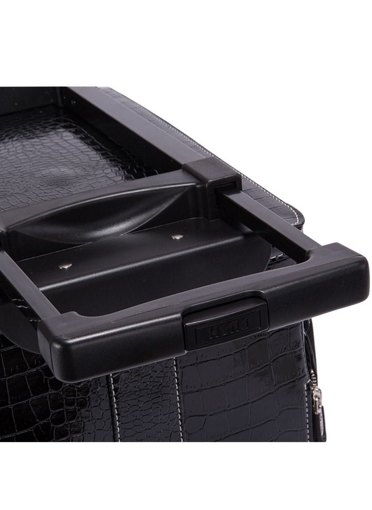 SUNRISE - Makeup Case On Wheels Travel Black Suitcase Folding Rolling Luggage Makeup Trolley - Image 1