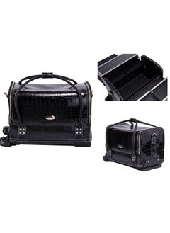 SUNRISE Makeup Case On Wheels Travel Black Suitcase Folding Rolling Luggage Makeup Trolley  - Image 1