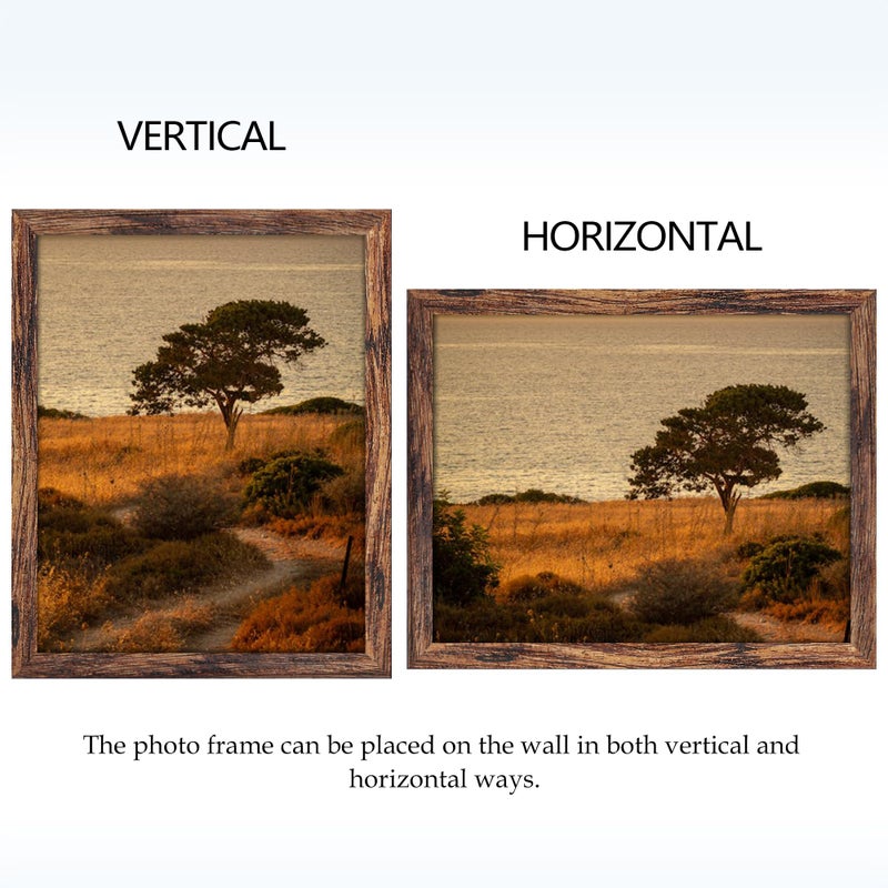 Fisnish 11x14 Picture Frame  for Tabletop Display  Horizontal or Vertical Wall Mounting  Brown - Image 4