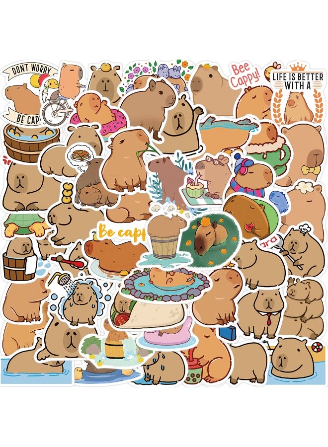 NIBEMINENT 50 Pcs Capybara Animal Series Deco Kit Waterproof Stickers, High Definition Printing Bright Colors, Suitable for Laptop Skateboard Luggage Water Bottle Guitar DIY - Image 1