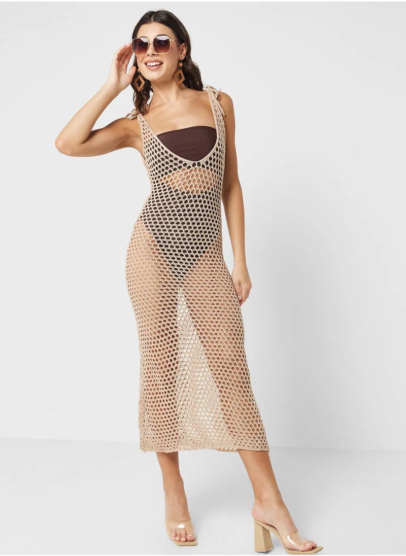 Ginger Crochet V Neck Beach Dress