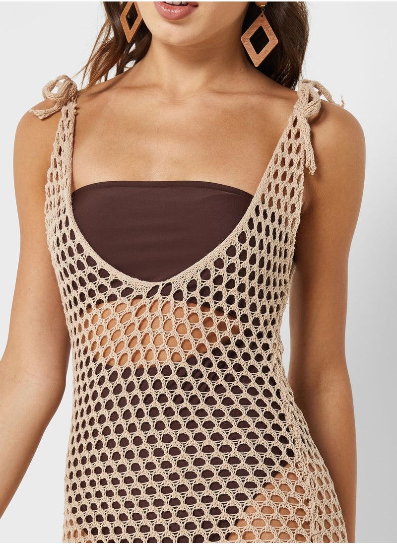 Ginger - Crochet V Neck Beach Dress - Image 1