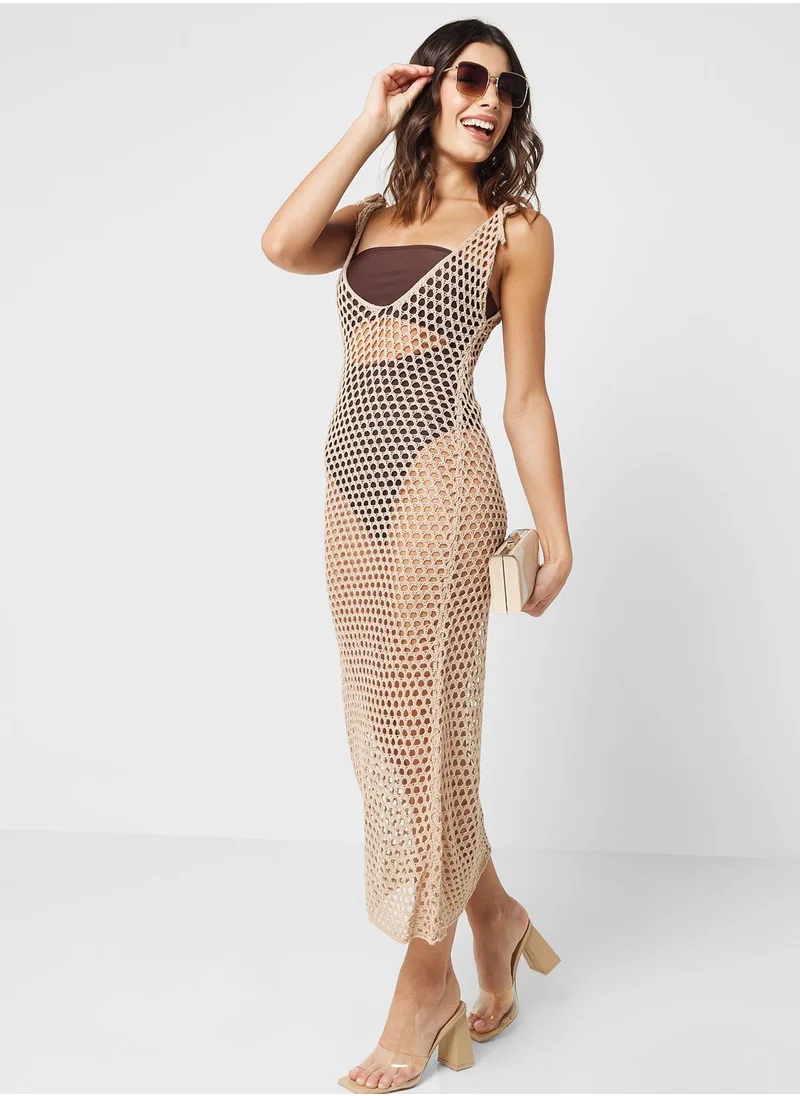 Ginger Crochet V Neck Beach Dress