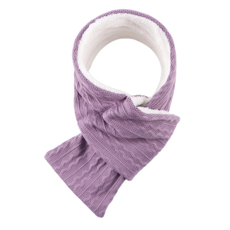 OMUKY Unisex Winter Knit Warm Scarves Thick Fleece Scarf Cold Weather Soft Neck Warmer for Women Men(Adult Purple) - Image 1