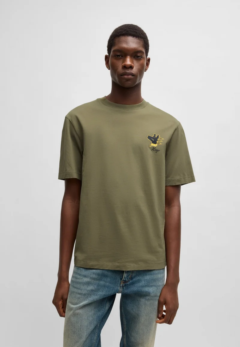HUGO Cotton-jersey T-shirt with graphic prints