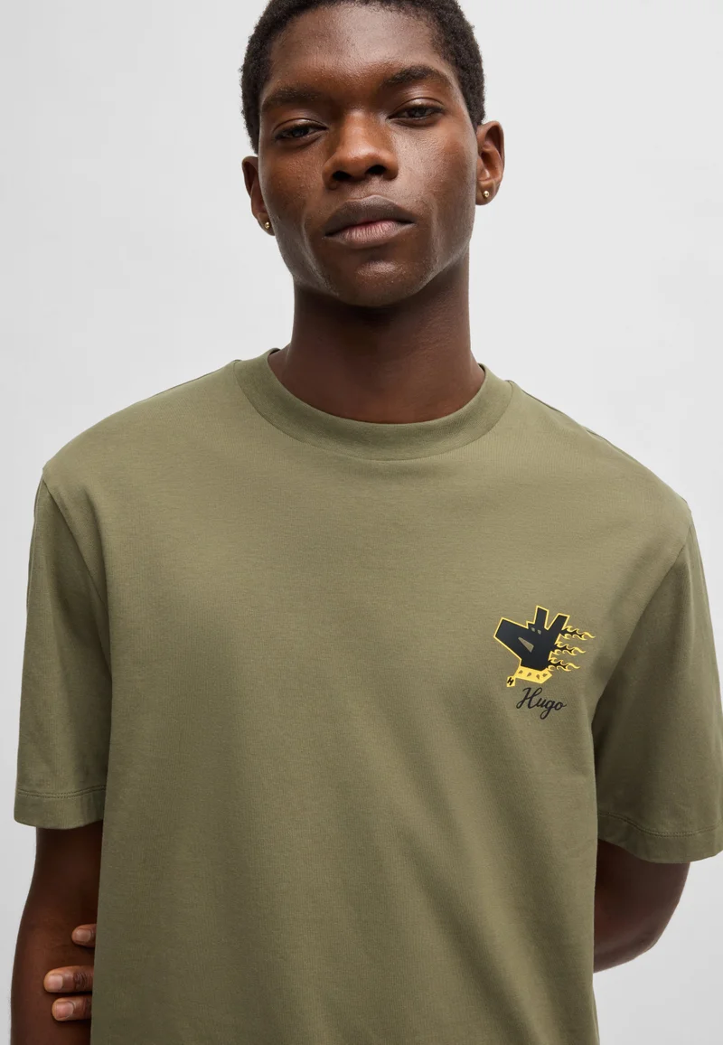HUGO Cotton-jersey T-shirt with graphic prints