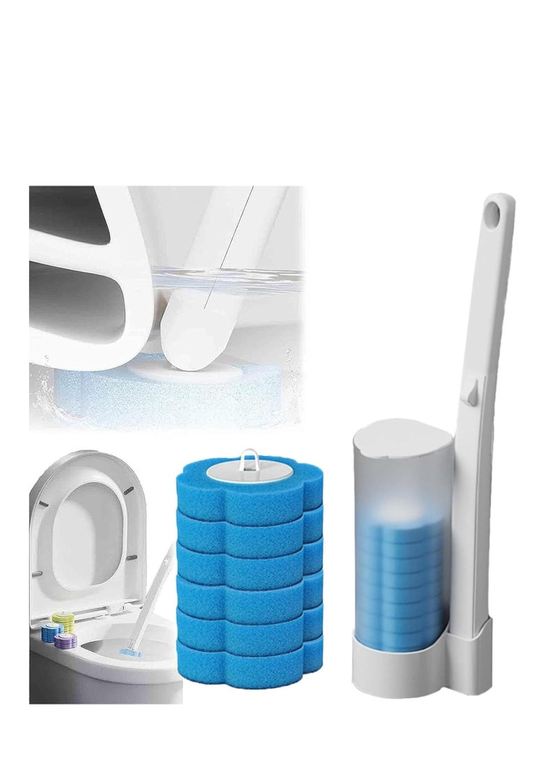 Disposable Toilet Cleaning System, Toilet and Bathroom Cleaning Kit with Storage and 6 Toilet Brush Refill Heads, Toilet Bowl Cleaner Wands, Disposable Toilet Brush Holder Set Stand (Blue) - Image 1