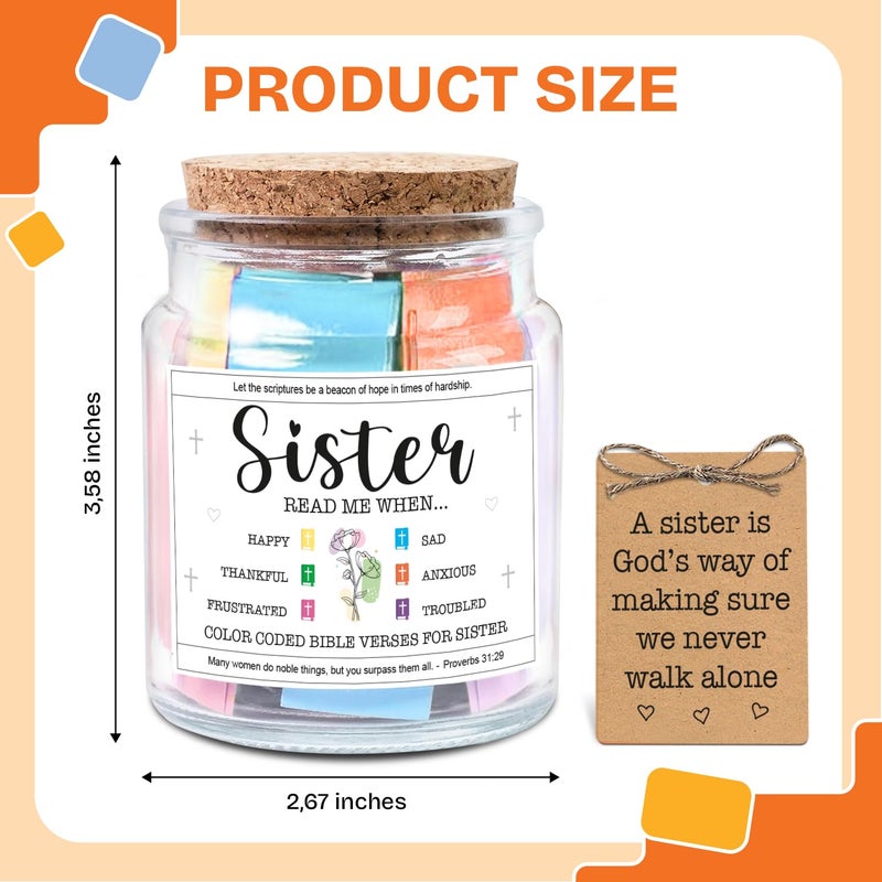 NewEleven Easter Basket Stuffers For Sister - Inspirational, Birthday Gift For Sister, Sisters In Law, Soul Sis - Sisters Gifts From Sister, Brother, Friend, Family - Bible Verse Jar - Image 2