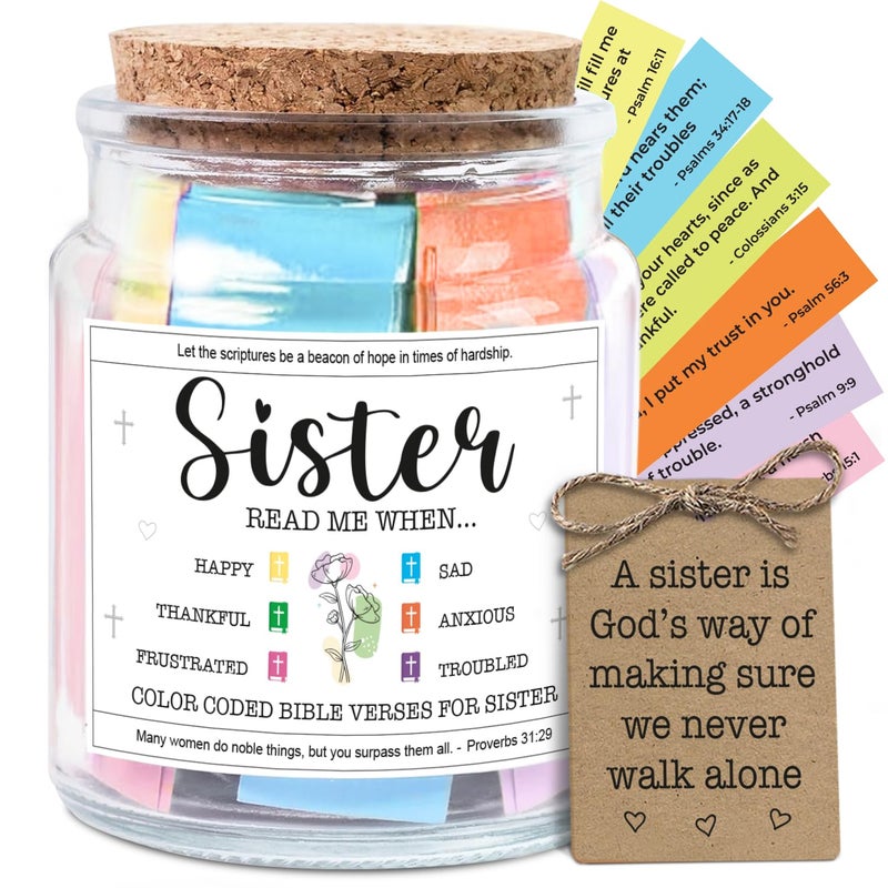 NewEleven Easter Basket Stuffers For Sister - Inspirational, Birthday Gift For Sister, Sisters In Law, Soul Sis - Sisters Gifts From Sister, Brother, Friend, Family - Bible Verse Jar - Image 1