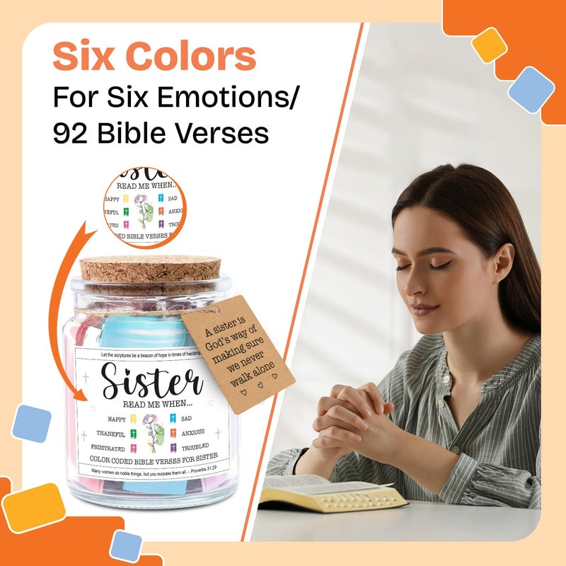 NewEleven Easter Basket Stuffers For Sister - Inspirational, Birthday Gift For Sister, Sisters In Law, Soul Sis - Sisters Gifts From Sister, Brother, Friend, Family - Bible Verse Jar - Image 3