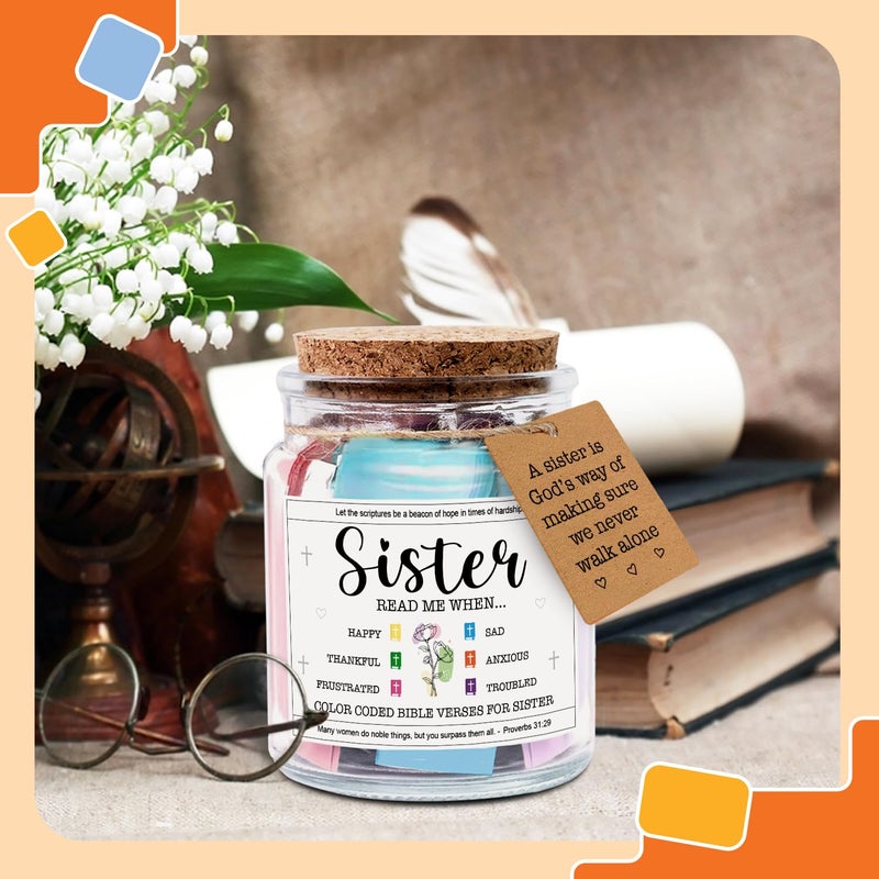 NewEleven Easter Basket Stuffers For Sister - Inspirational, Birthday Gift For Sister, Sisters In Law, Soul Sis - Sisters Gifts From Sister, Brother, Friend, Family - Bible Verse Jar - Image 5