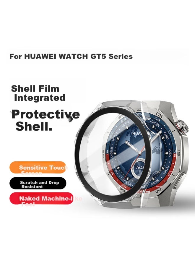 Wei Qiantu Weiguan Image Huawei Gt5 واقي حماية ساعة ذكية فيلم مقوى عالي الوضوح حساس للمس تغطية كاملة غطاء واقي فيلم علبة متكاملة علبة ساعة Gt5-41mm قرص-أسود - Image 1