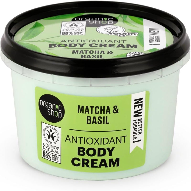 Organic Shop Body Cream Antioxidant Matcha and Basil 250 ml