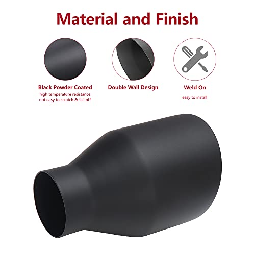 LCGP 2.5" inlet Universal Diesel Exhaust Tip 4.5" Outlet 7" Long Tail Tip, Black & Double Wall Angle Cut - Image 3