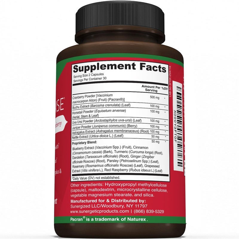 Sunergetic مكمل تنظيف الكلى الفاخر  تركيبة دعم الكلى القوية مع مستخلص التوت البري  يساعد في دعم صحة الكلى  دعم المسالك البولية  60 كبسولة نباتية - Image 2