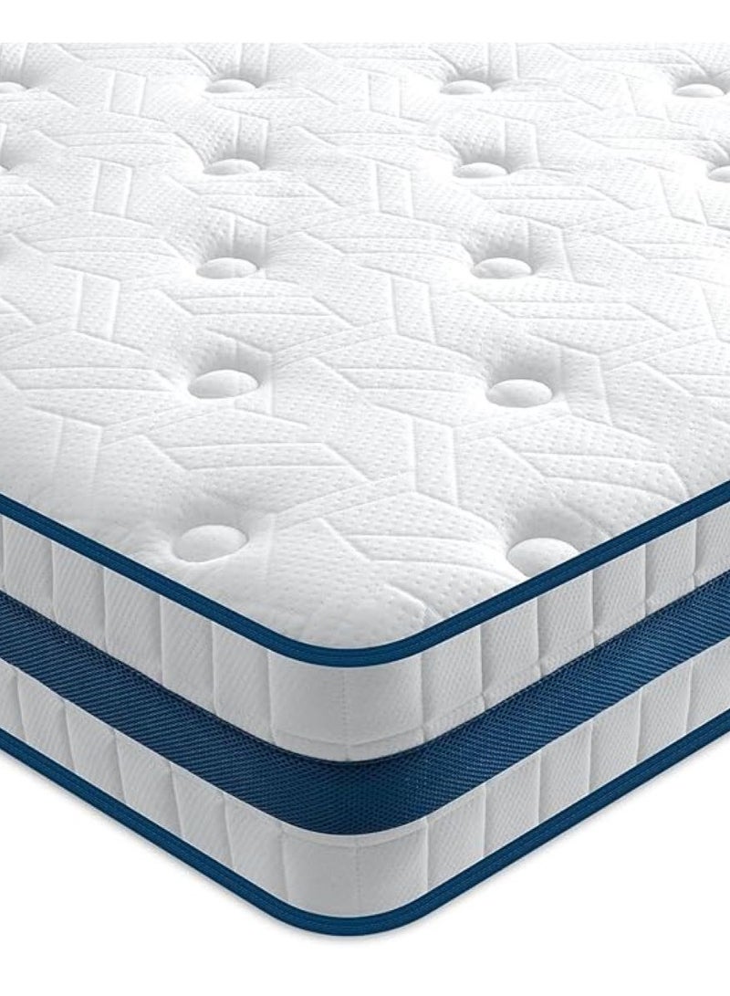 SKY-TOUCH Tencel Jacquard Knitted Fabric Compressible Mattresses Independent Bagged Spring Reversible High density rebound sponge Soft 150x30x30cm - White - Image 2