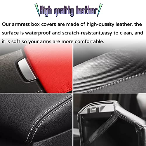 Bmolpt Custom Interior Accessories for Infiniti QX50 2019 2020 2021 2022 2023 QX55 2022 2023 Leather Center Armrest Box Cover Armrest Cushion Central Armrest Protector Pad(Black with White Stitching) - Image 4