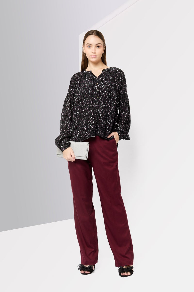 Scotch & Soda Women Crew Neck Long Sleeves Allover Print Blouse, Multicolor - Image 2