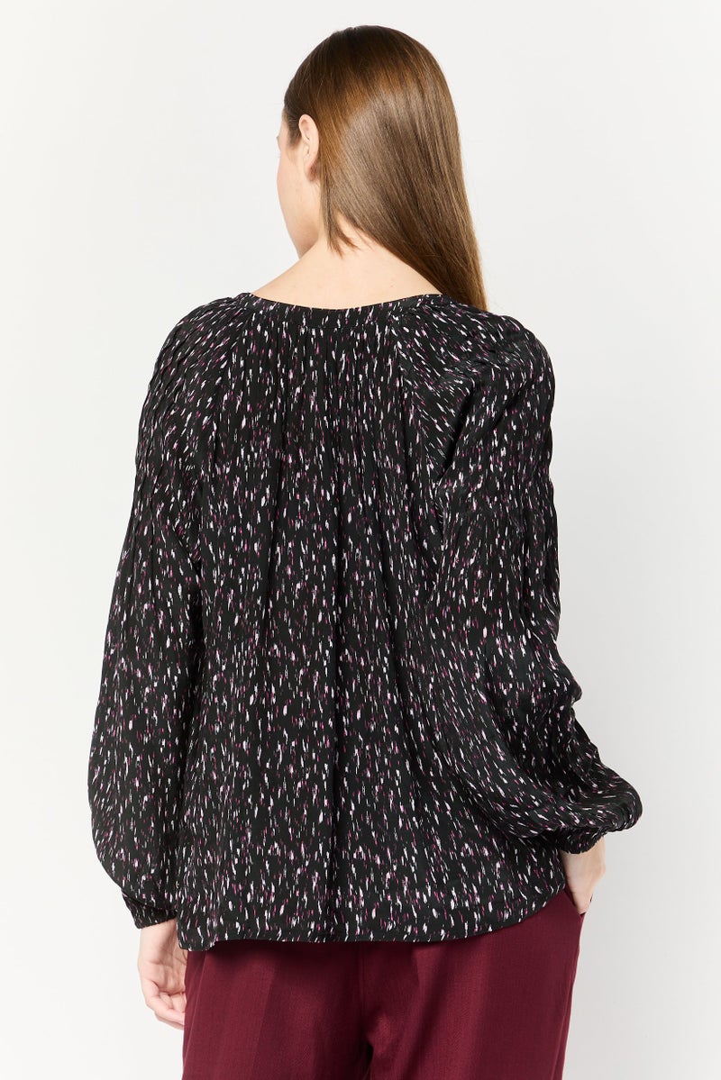 Scotch & Soda Women Crew Neck Long Sleeves Allover Print Blouse, Multicolor - Image 4