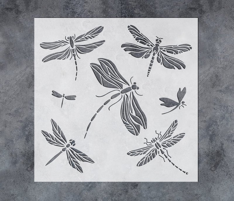 GSS Designs Dragonfly Stencil  Reusable Mylar for Painting Furniture Wood Signs Baking Crafts Wall Pillows 12 x 12  Insect Bugs Design