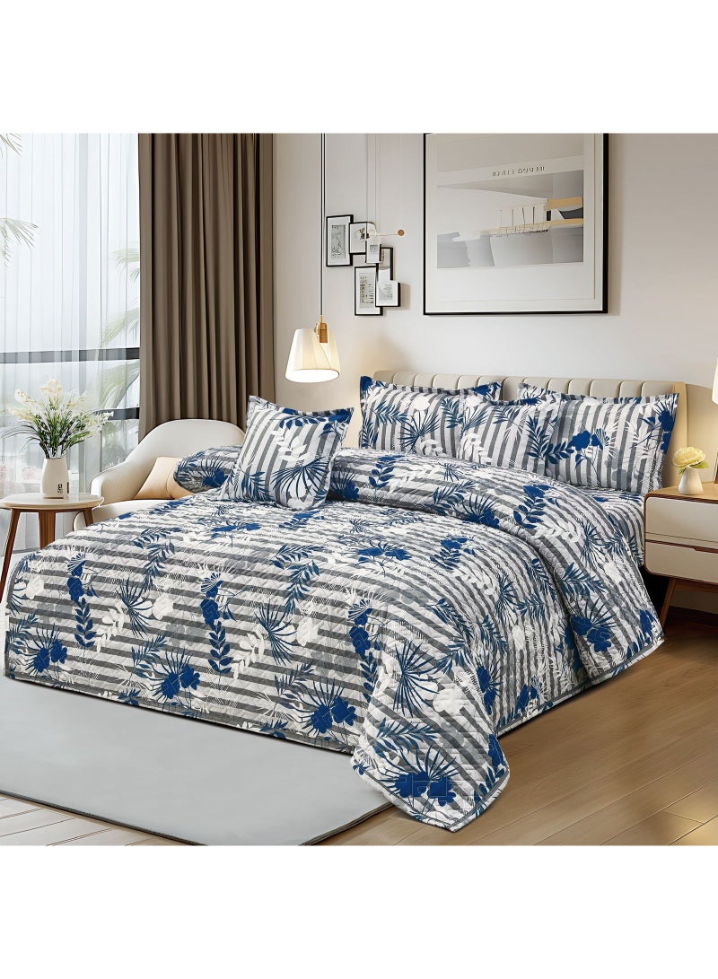 MingLi Luxury 6-Piece Double Bedding Set – Soft Summer Comforter 250×230 cm – Elegant Floral Design with Bedsheet and Pillowcases – Cool, Breathable Fabric for a Comfortable Sleep - Image 1