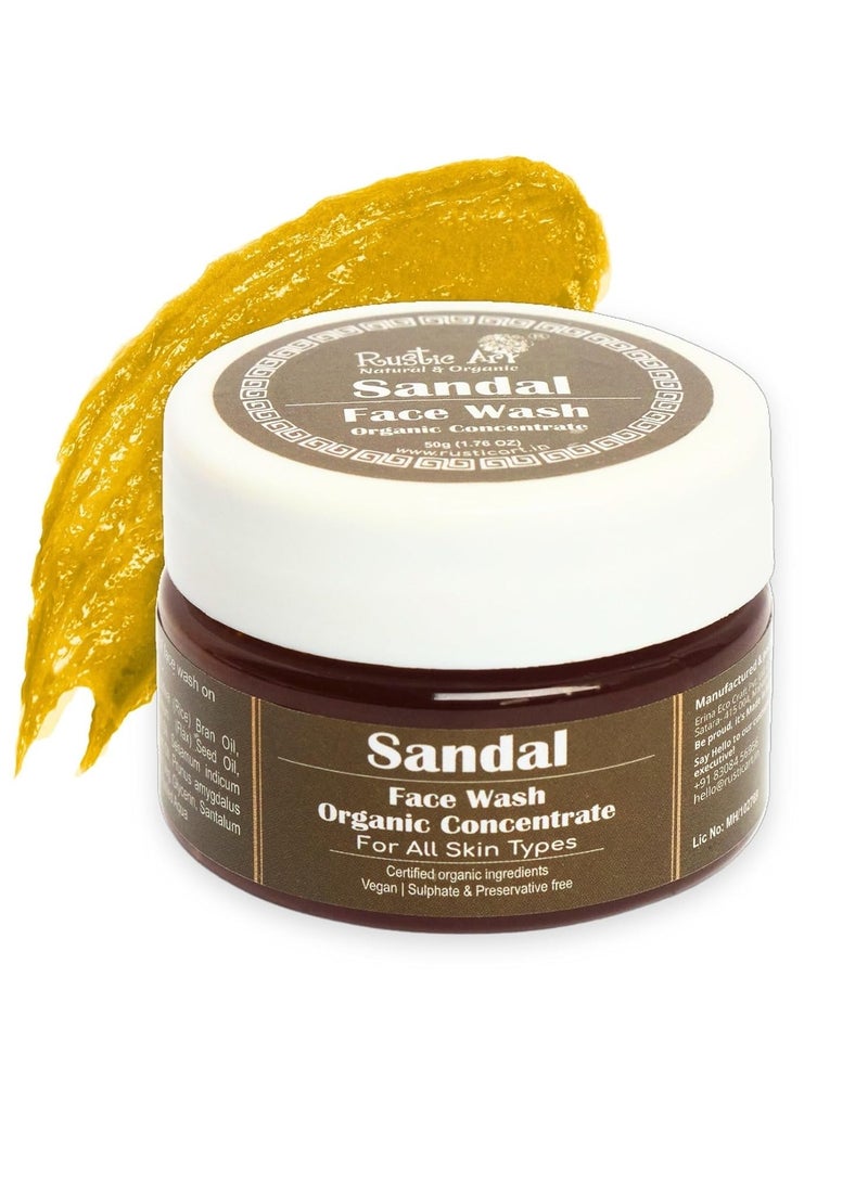 Rustic Art Organic Sandal Face Wash Concentrate  Combination to All Skin Types Deep Cleansing Glowing Skin50 Gm - Image 2
