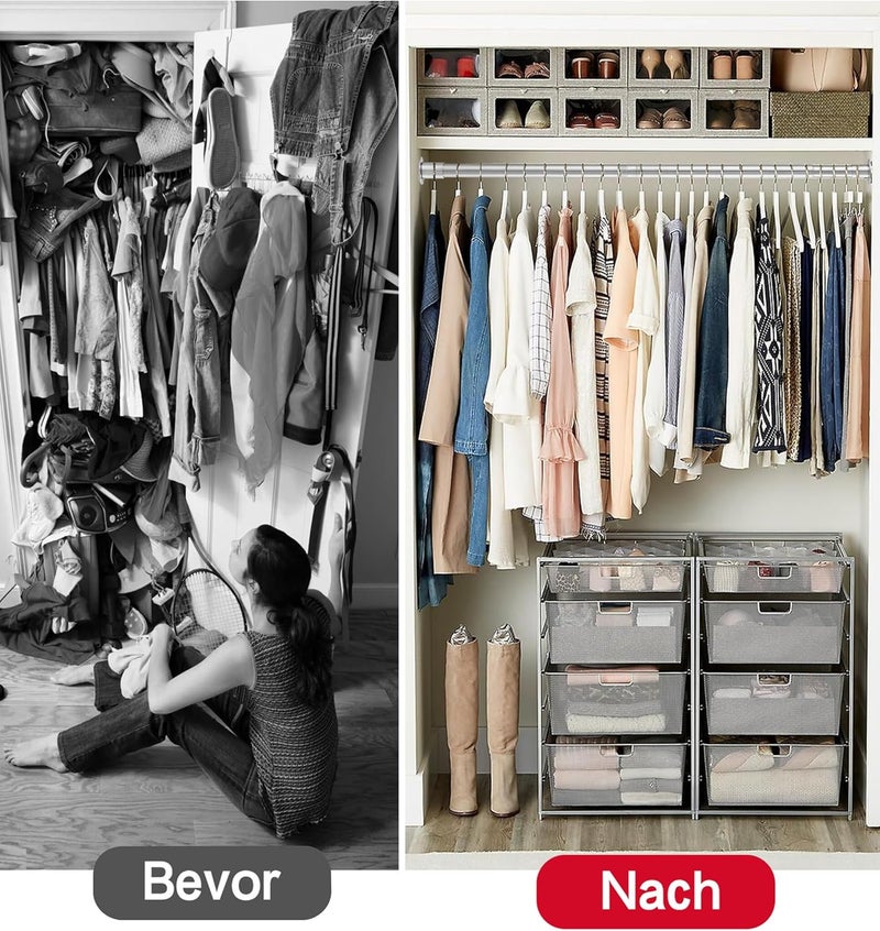 Tiemlet Silver Wardrobe Rail 70 cm to 163 cm, Extendable Cupboard Telescopic Rod Diameter 25 mm for Clamping for Wardrobe and Wardrobe - Image 5