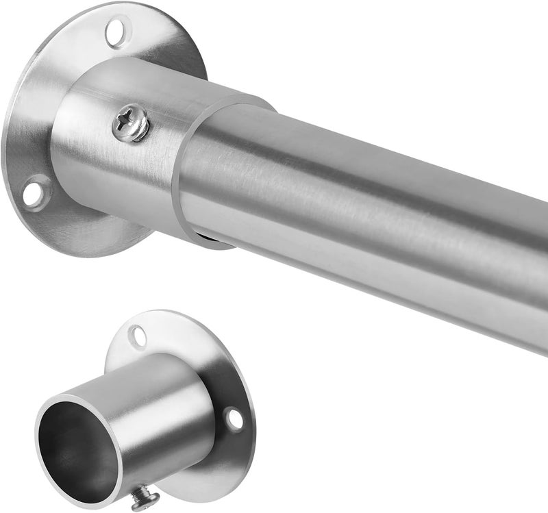 Tiemlet Silver Wardrobe Rail 70 cm to 163 cm, Extendable Cupboard Telescopic Rod Diameter 25 mm for Clamping for Wardrobe and Wardrobe - Image 1