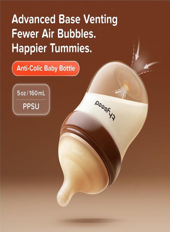 Thyseed PPSU Anti-Colic Baby Bottle, Breast-Like Extra Slow Flow Nipple for Breastfed Babies (0m+), 5 oz/160 mL, 1 Pack - Image 2
