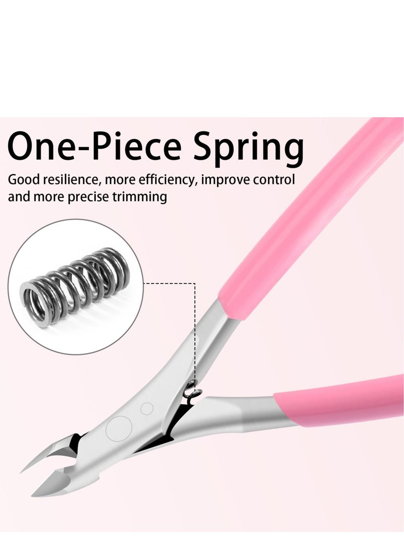 Generic Cuticle Trimmer, Professional Cuticle Nippers with Anti-Slip Silicon Handle, Spring Action Cuticle Cutter, Suitable for Expert Manicures, Precision Cuticle Cutters Premium Cuticle Tool (Pink)  - Image 3
