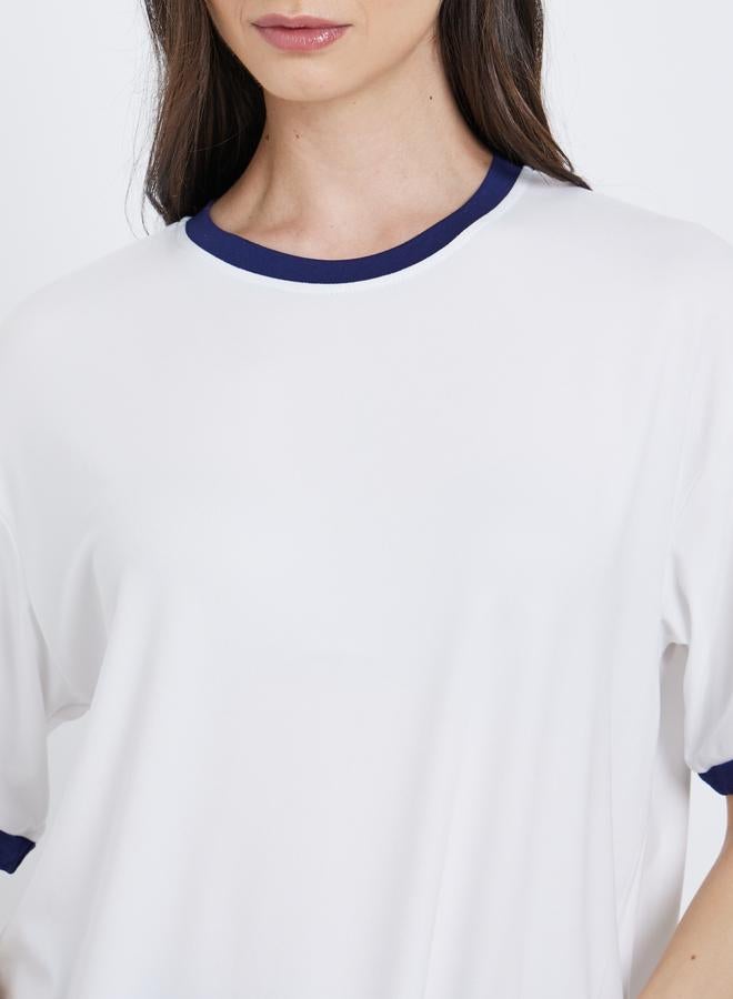 تايك تو تيشيرت فضفاض بتفاصيل خياطة مُتباينة - Image 3