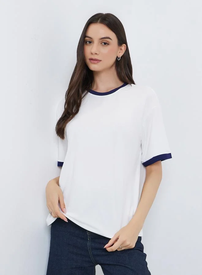 Take Two Take Two Contrast Trim Short Sleeve Oversized T-Shirt