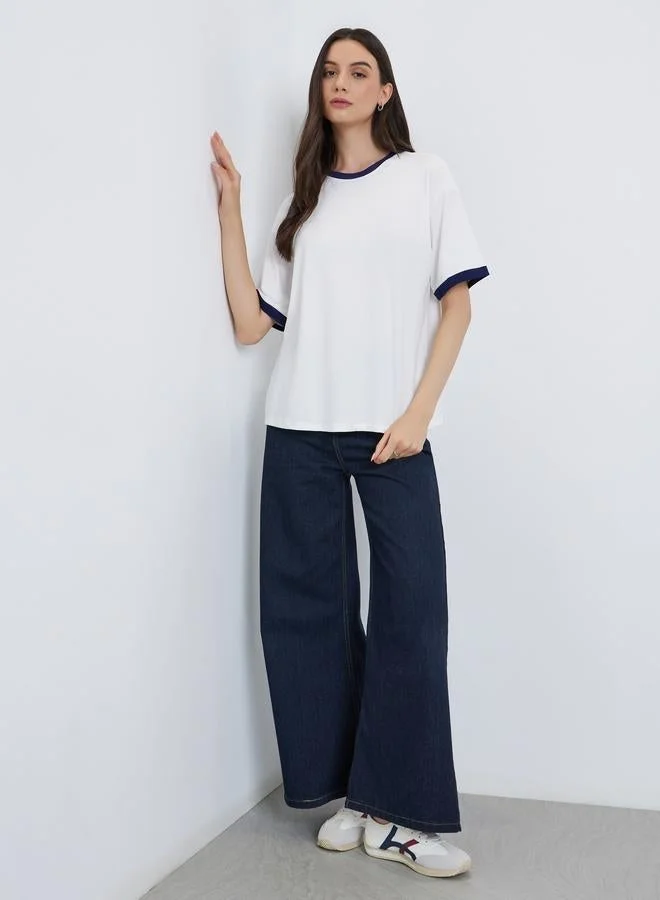Take Two Take Two Contrast Trim Short Sleeve Oversized T-Shirt