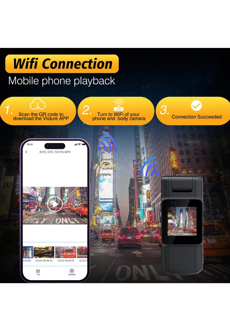 Pocket Camcorder, 1080p Min Cam with 180° Rotatable Lens Night Vision Cameras Video Recorder Portable Wearable Bodycam, 1.4 in Screen to Playback Mini Cam for Outdoor, Cycling, Work Records - Image 4