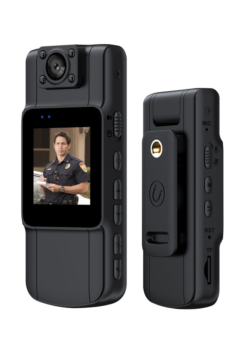 Pocket Camcorder, 1080p Min Cam with 180° Rotatable Lens Night Vision Cameras Video Recorder Portable Wearable Bodycam, 1.4 in Screen to Playback Mini Cam for Outdoor, Cycling, Work Records - Image 1