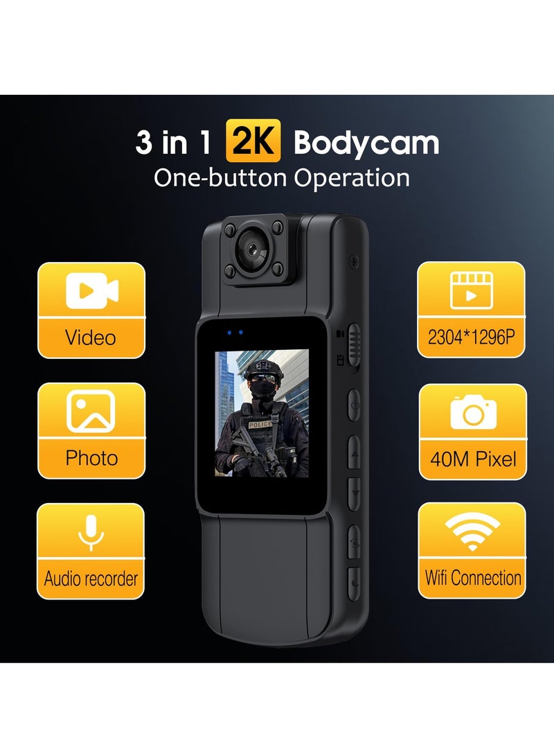 Pocket Camcorder, 1080p Min Cam with 180° Rotatable Lens Night Vision Cameras Video Recorder Portable Wearable Bodycam, 1.4 in Screen to Playback Mini Cam for Outdoor, Cycling, Work Records - Image 2