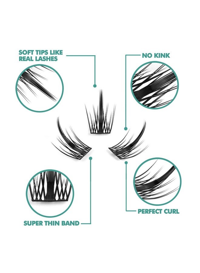 EASITENSION DIY Eyelash Extension, 3D Effect Glue Bonded Band Individual Lash 48 Clusters Volume Lashes Set, Home Eyelash Extension, C curl Lashes Pack 12MM-Spikes-48 Clusters - Image 4