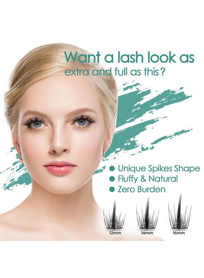 EASITENSION DIY Eyelash Extension, 3D Effect Glue Bonded Band Individual Lash 48 Clusters Volume Lashes Set, Home Eyelash Extension, C curl Lashes Pack 12MM-Spikes-48 Clusters - Image 2