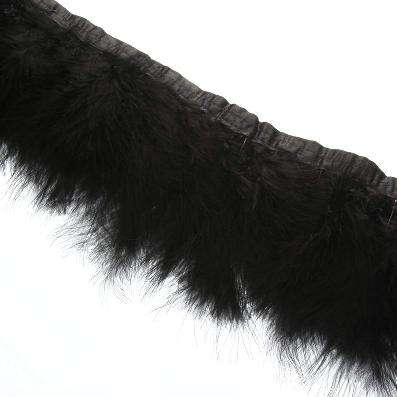 Sowder Turkey Marabou Feather Fringe Trim Pack of 2 Yards(Black) - Image 3